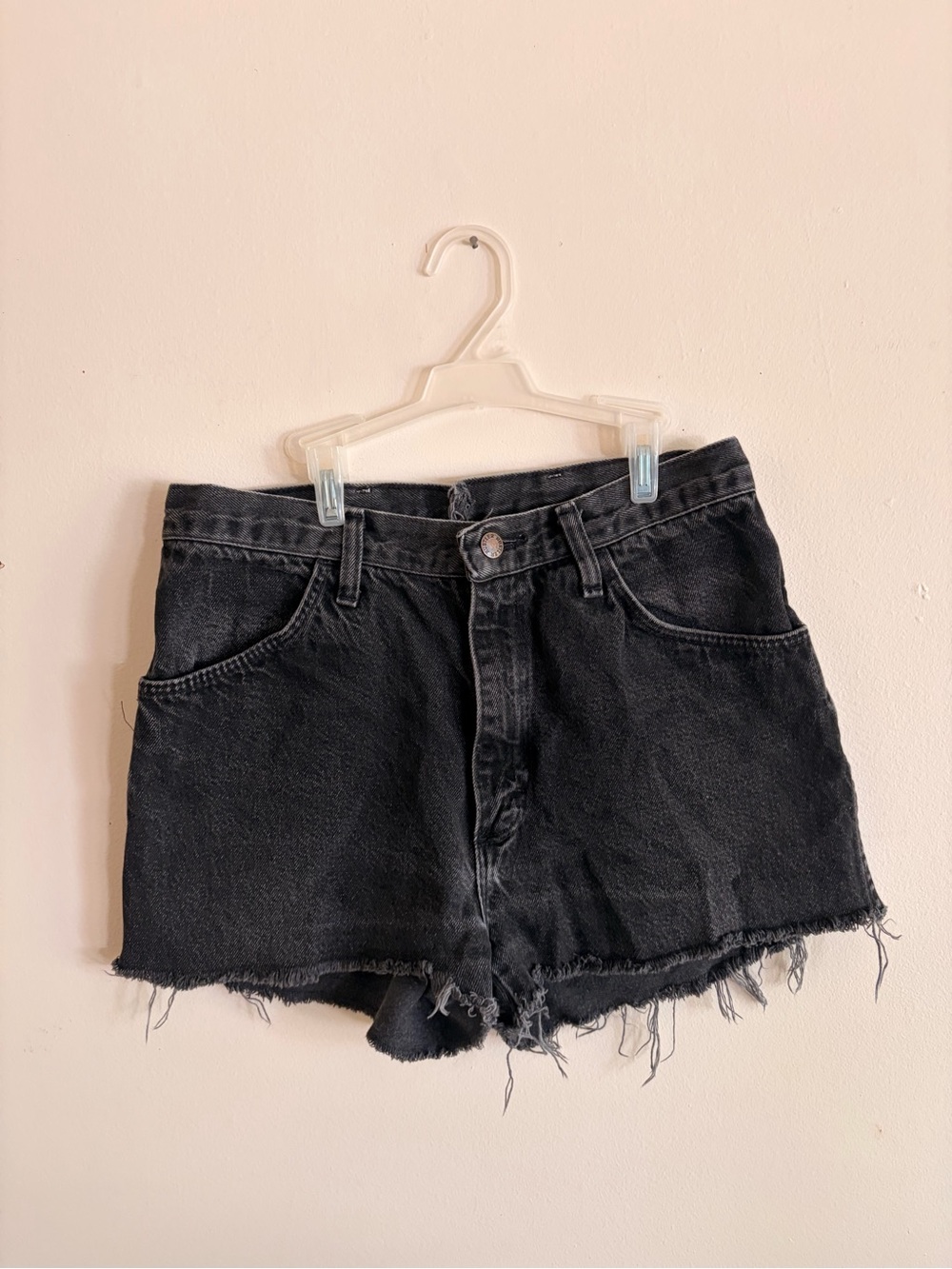 Vintage Rustler Black High-Rise Distressed Denim Shorts